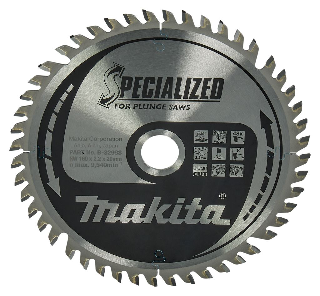 Makita Zubehör B-32998 Kreissägeblatt Specialized Wood ATB 160 x 20 x 2,2 mm T48