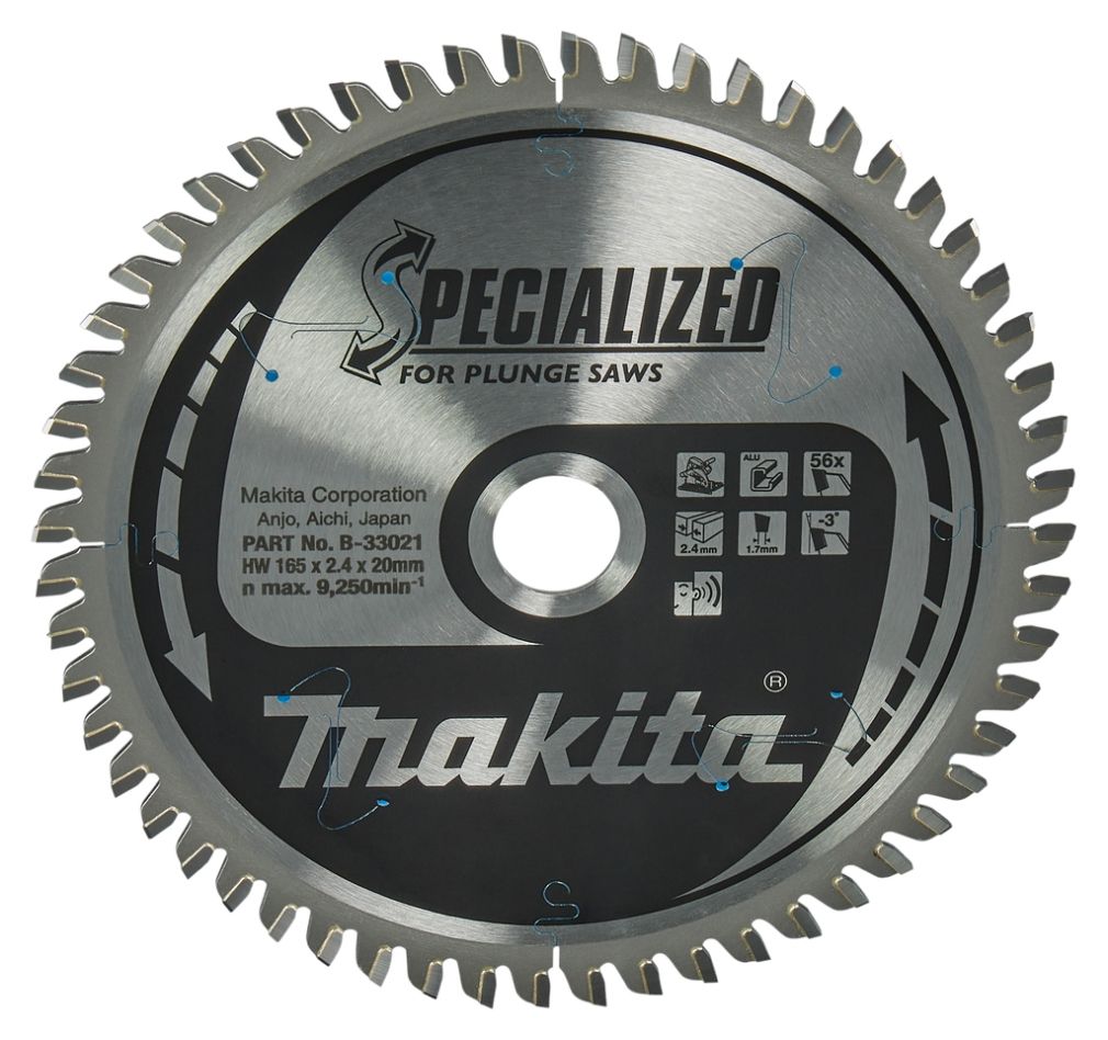 Makita Zubehör B-33021 Einstecksägeblatt Aluminium Spezialisiert 165x20x2.4 56T -3º