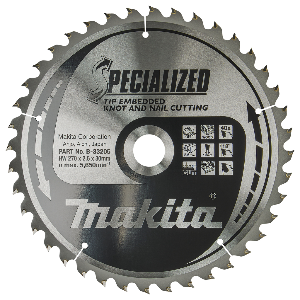 Makita Zubehör B-33205 HM-Sägeblatt Tip E 270 x 30 x 40T