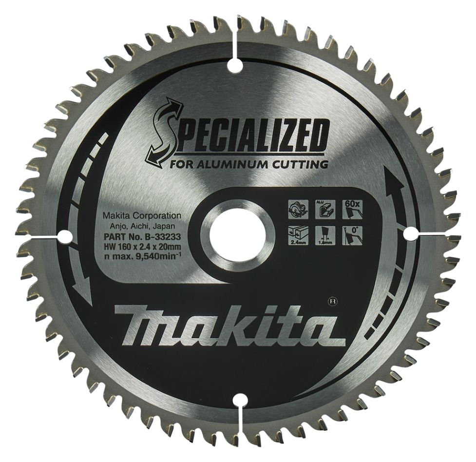 Makita Zubehör B-33233 HM-Kreissägeblatt Spezial Aluminium 160 x 20 x 60T B-09553