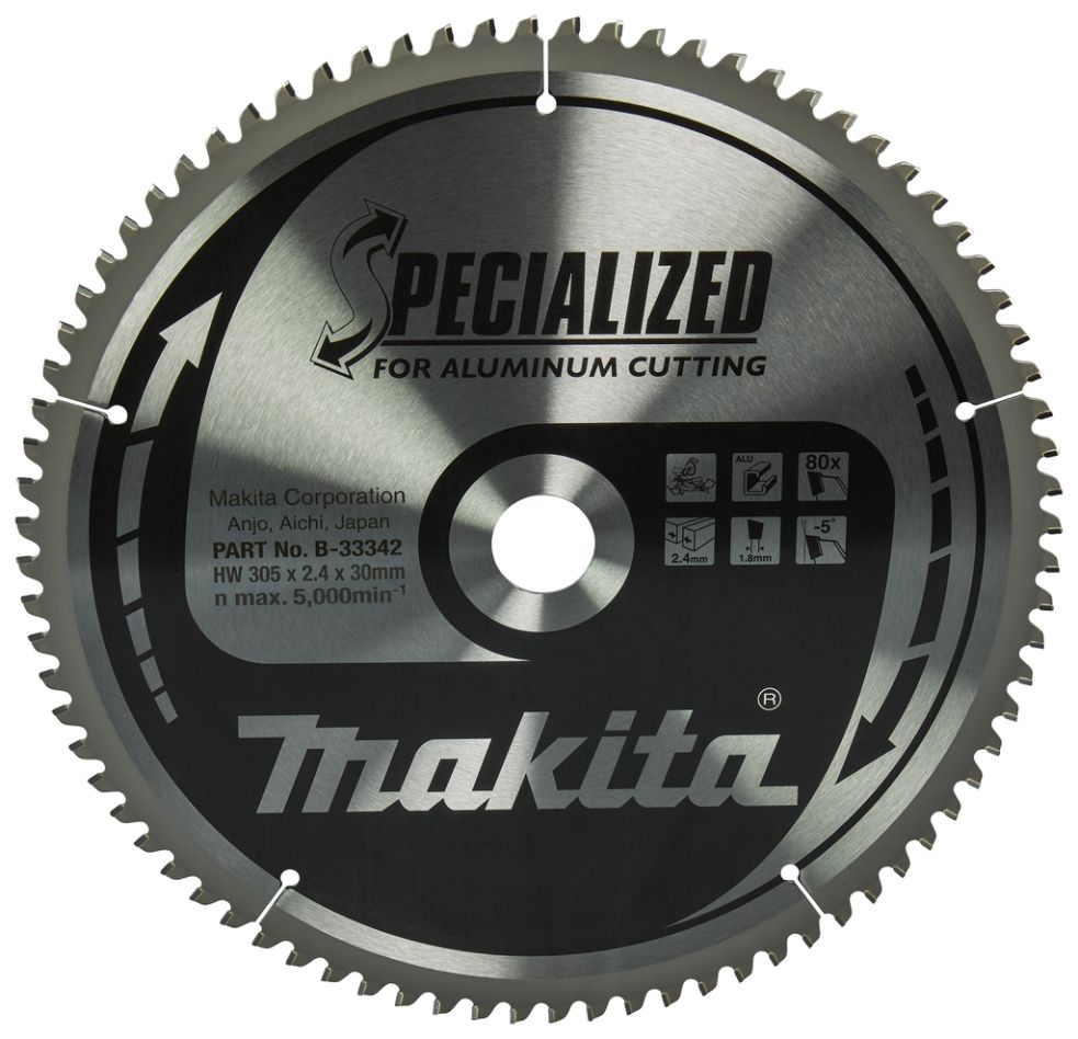 Makita Zubehör B-33342 Trennsägeblatt Spezialisiert Aluminium TCG 305 x 30 x2,4 mm T80