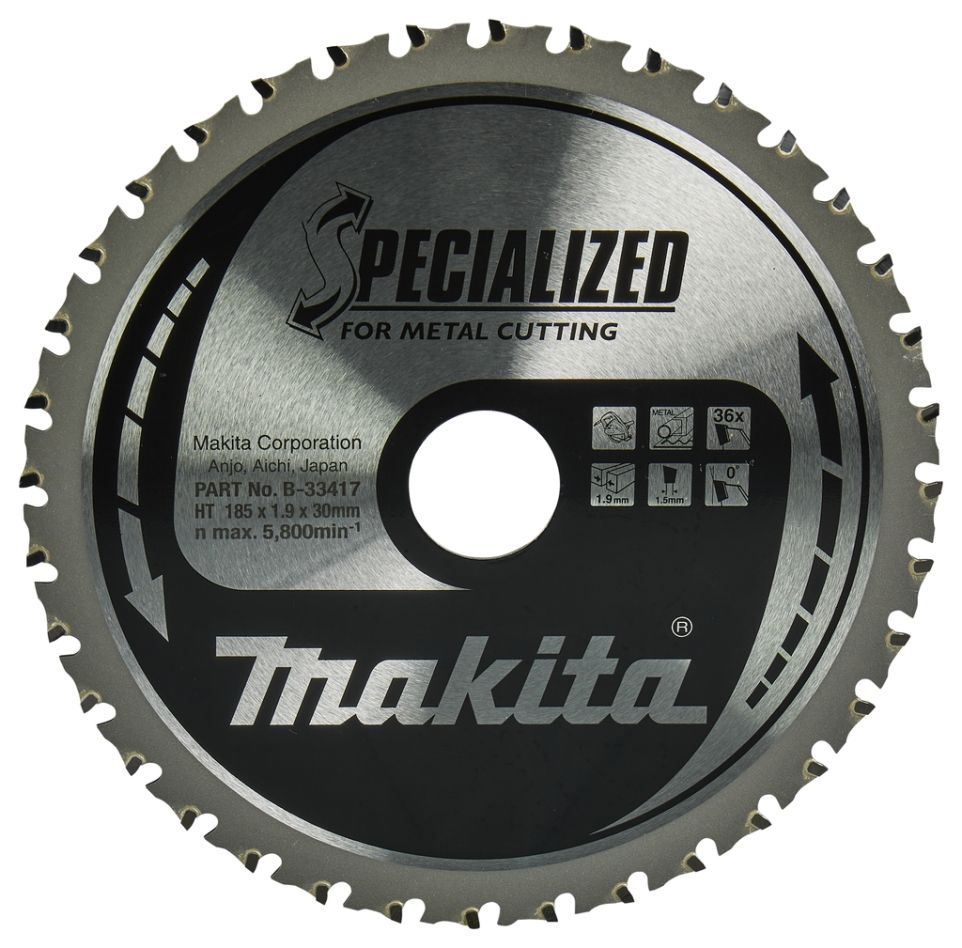 Makita Zubehör B-33417 Kreissägeblatt Specialized Steel ATB 185 x 30 x 1,9 mm T36
