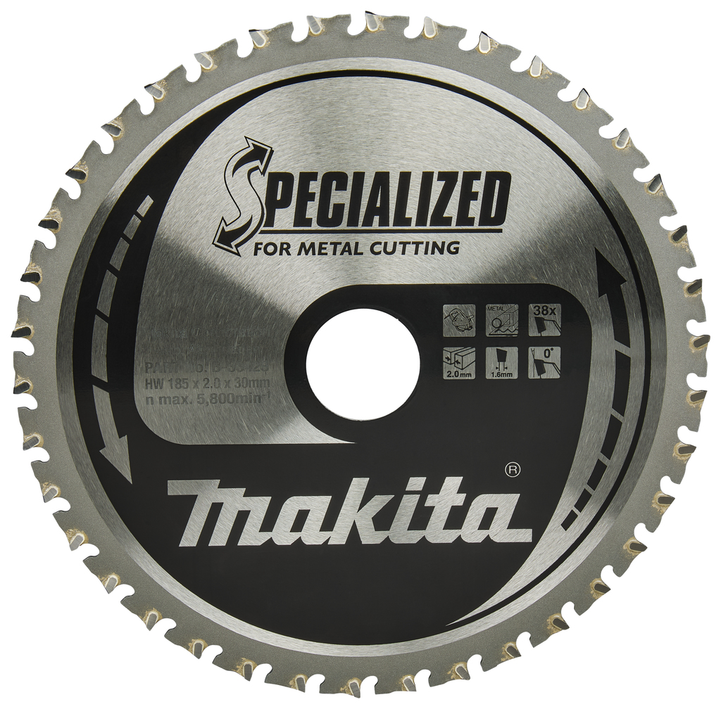 Makita Zubehör B-33423 Kreissägeblatt Stahl Spezialisiert 185x30x2,0 38T 0g