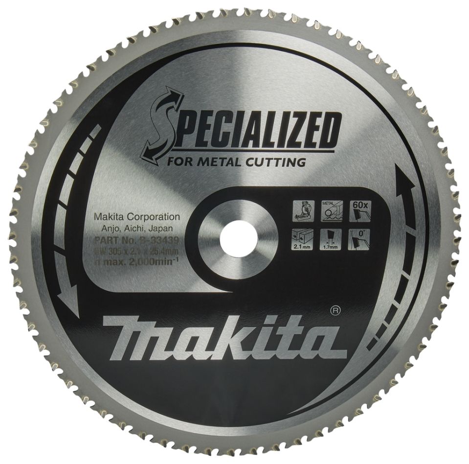 Makita Zubehör B-33439 HM-Sägeblatt Spezialisiertes Metall 305 x 25.4 x 60T