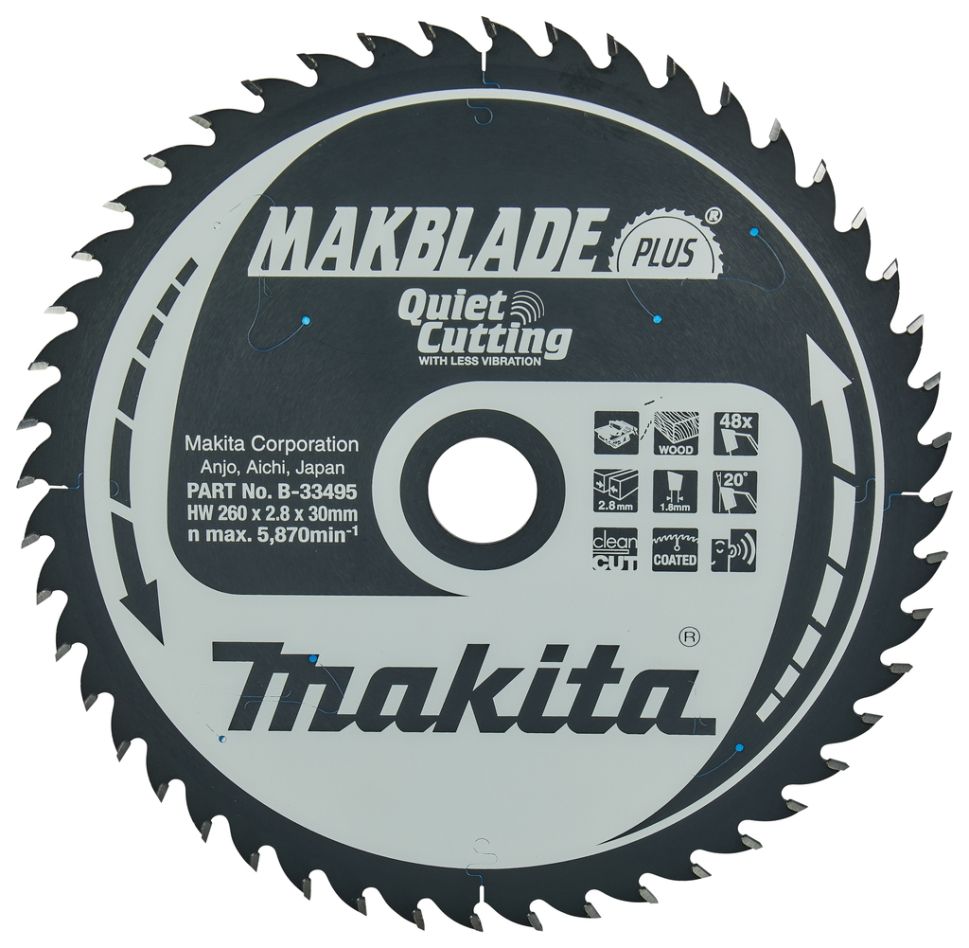 Makita Zubehör B-33495 Makierklinge-Plus 260x30x2.8 48T 20g