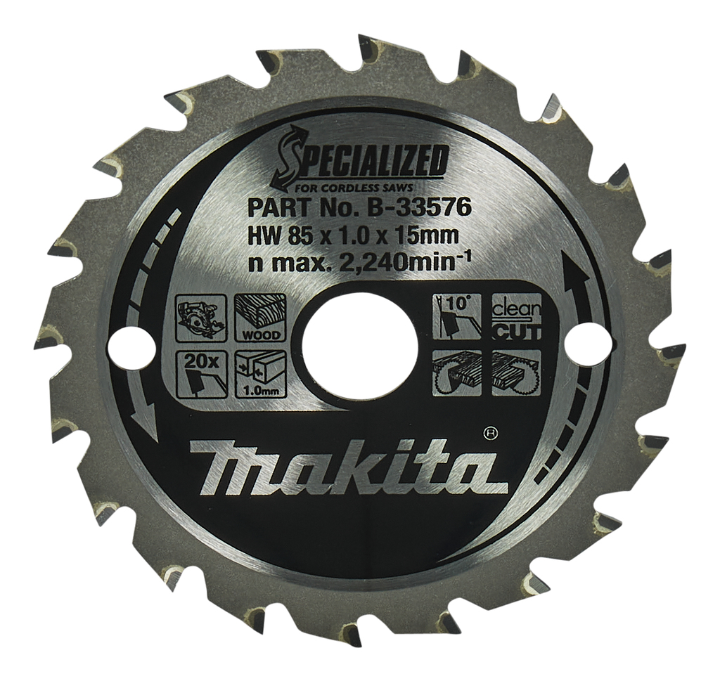 Makita Zubehör B-33576 Kreissägeblatt Holz Spezialisiert 85x15x1,0 20T 10g