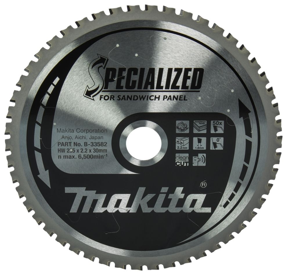 Makita Zubehör B-33582 Kreissägeblatt Spezialisierte Sandwichplatte SMTCG 235 x 30 x 2,2 mm T50