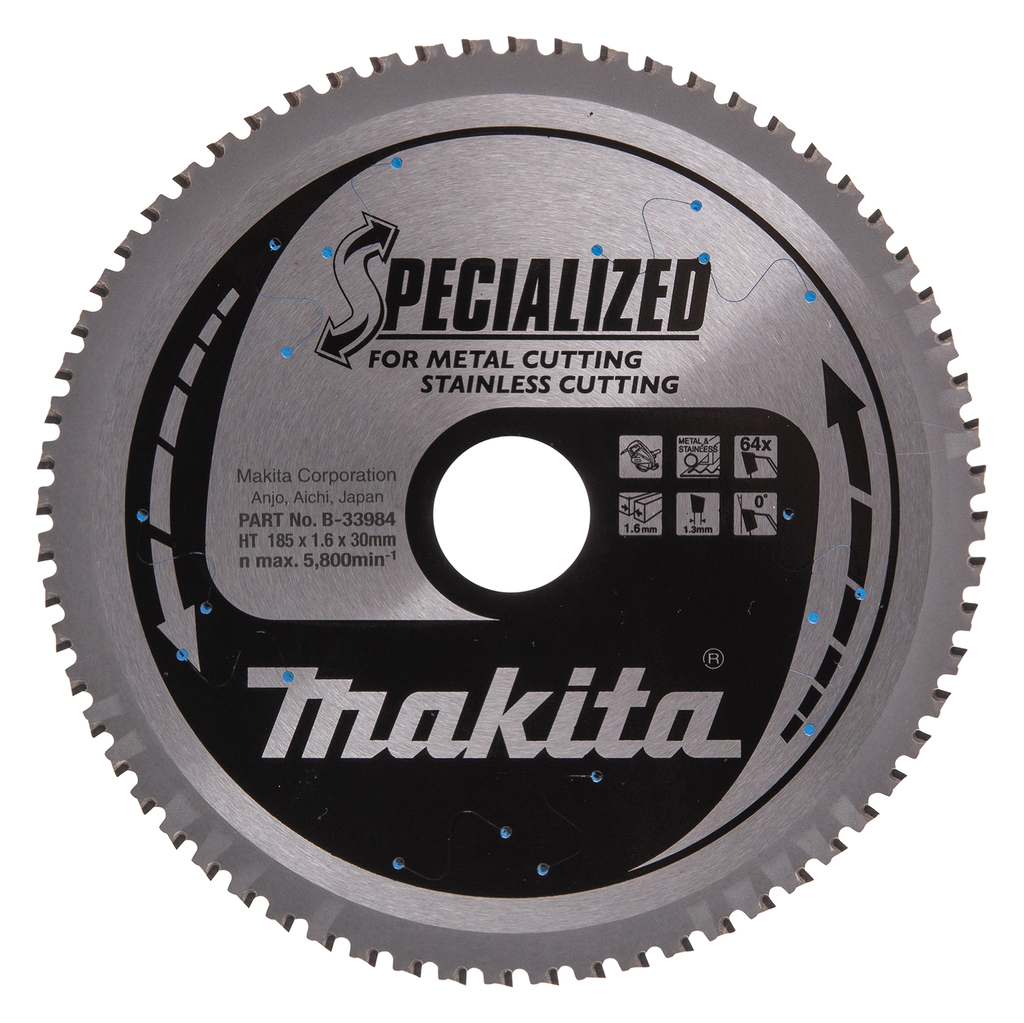 Makita Zubehör B-33984 Kreissägeblatt SS/Stahl Spezialisiert 185x30x1.6 64T 0G