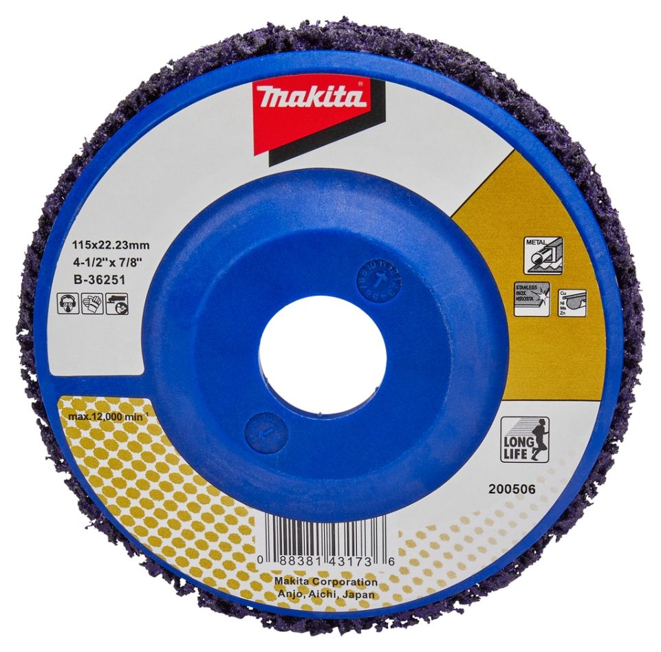 Makita Zubehör B-36251 Reinigungsscheibe 115 mm lila