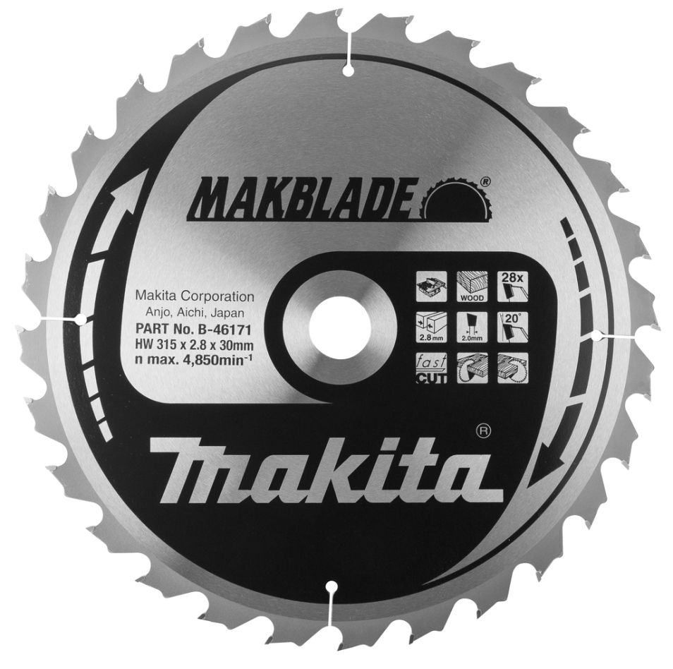Makita Zubehör B-46171 Tischsägeblatt Holz 315x30x2,8 24T 20g