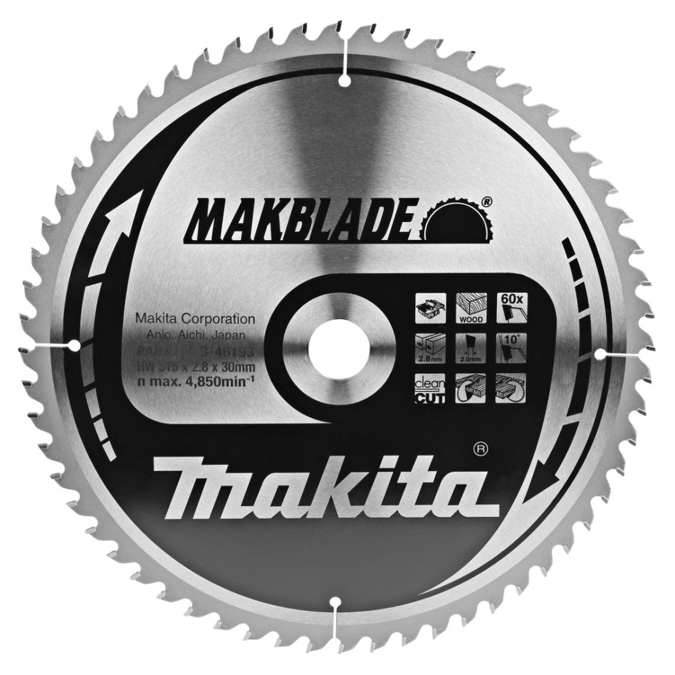 Makita Zubehör B-46193 Tischsägeblatt Holz 315x30x2,8 60T 10g