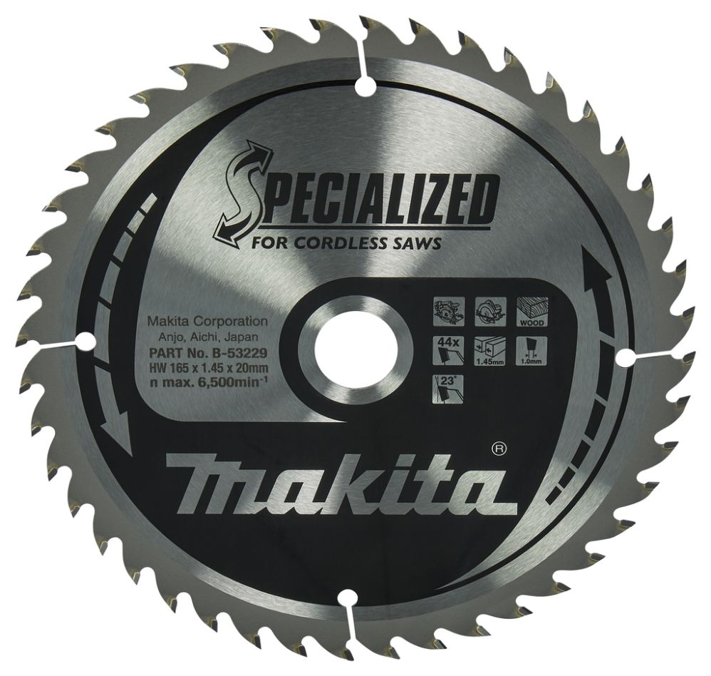 Makita Zubehör B-53229 Kreissägeblatt für Holz Spezialisiert 165 x 20 x 1,45 44T