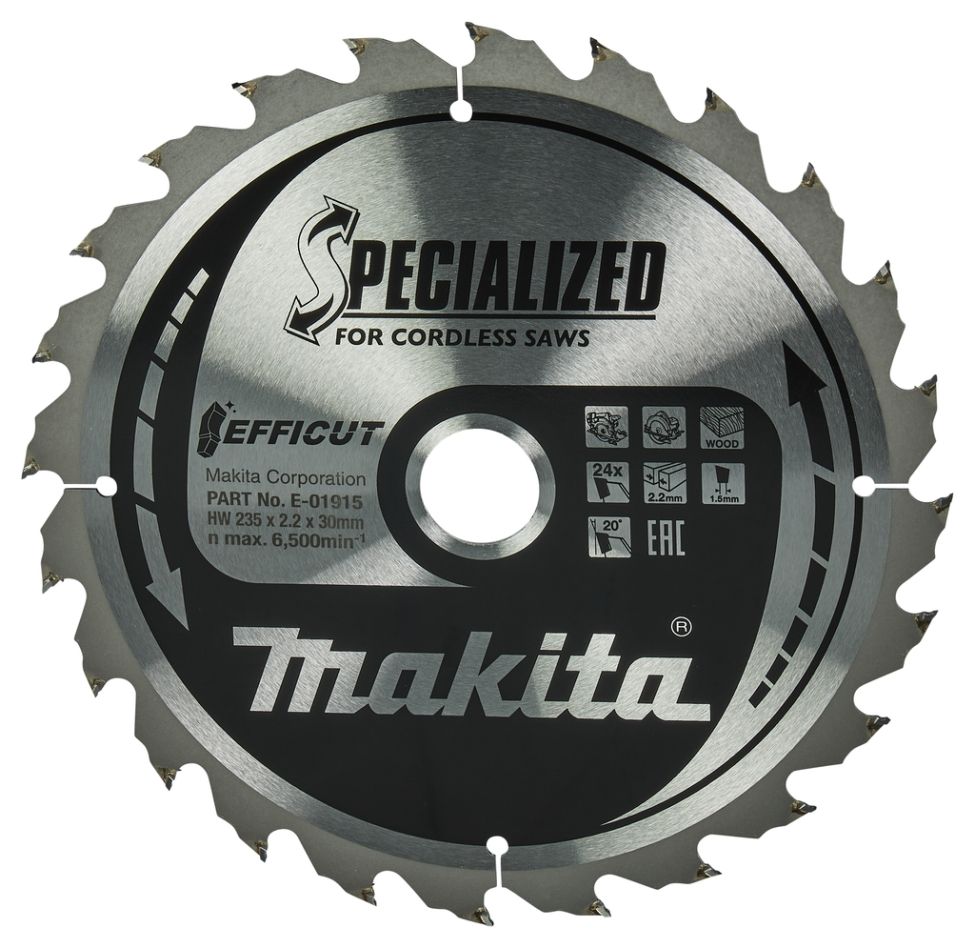 Makita Zubehör E-01915 Kreissägeblatt Holz Efficut 235x30x2,2 24T 20°