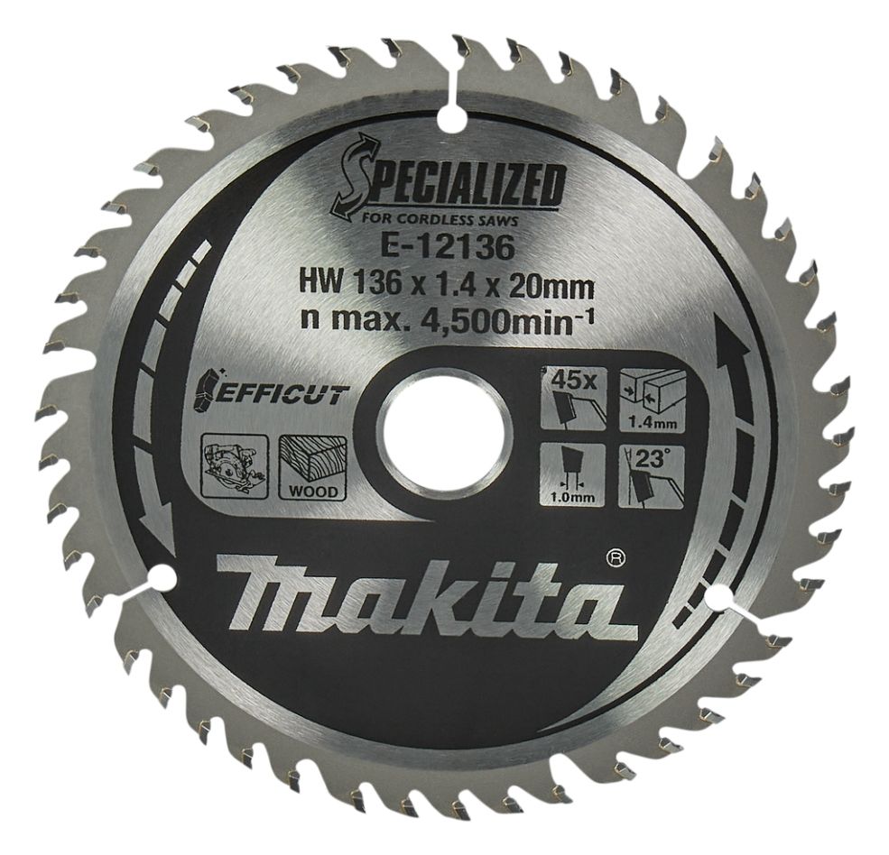 Makita Zubehör E-12136 Holzsägeblatt 136x20x1,5 45T