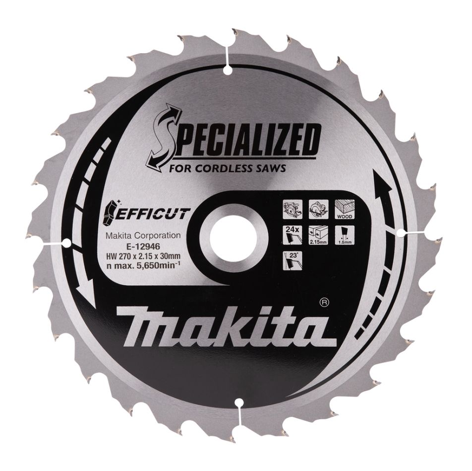 Makita Zubehör E-12946 Kreissägeblatt Holz Efficut 270x30x2,15 24T 23g