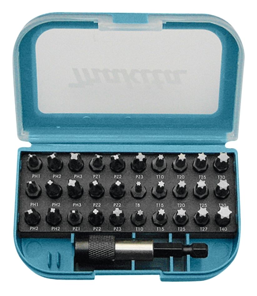 Makita Zubehör P-73374 31-teiliges Bitset in Kunststoffbox mit Gürtelclip.