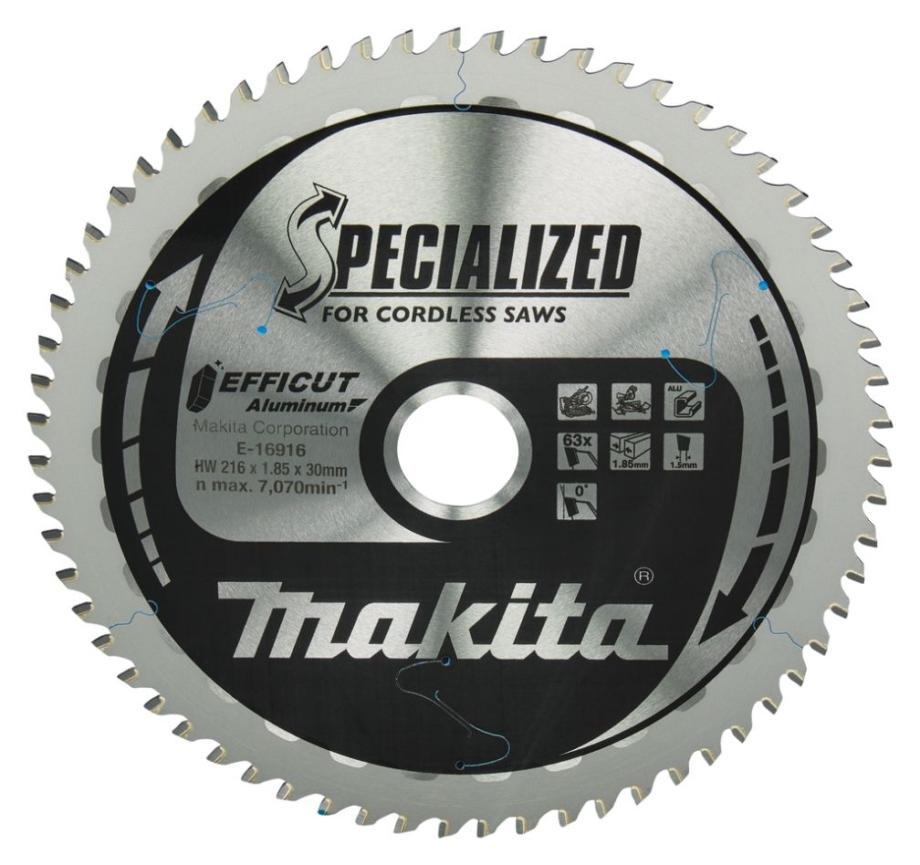 Makita Zubehör E-16916 Spezialisiertes Trennsägeblatt Aluminium Efficut 216x30mm 63T 0g