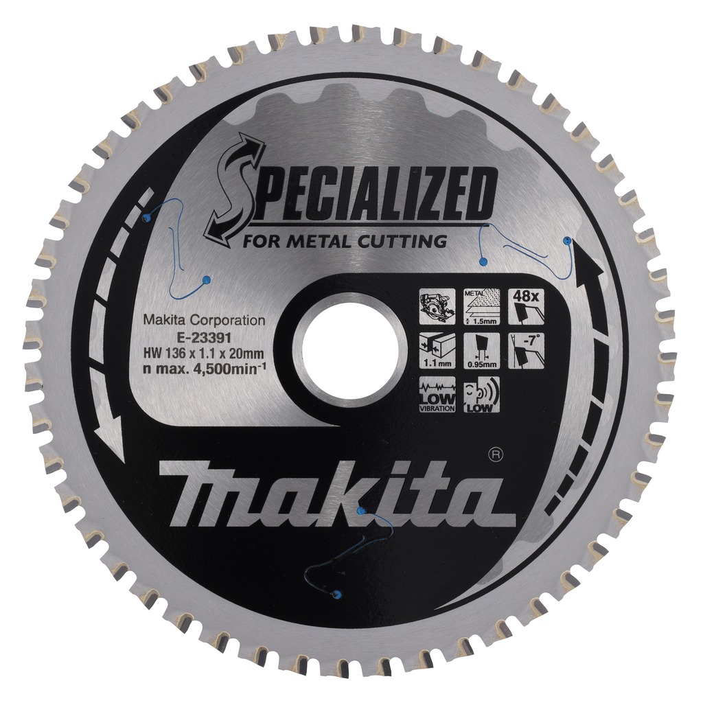 Makita Zubeh&ouml;r E-23391 Spezialkreiss&auml;geblatt D&uuml;nnblech 136x20x1.1 48T -7g