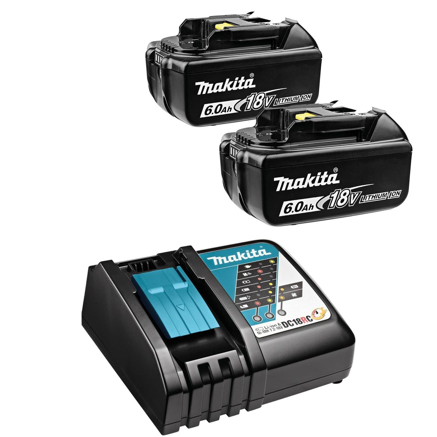 Makita Zubeh&ouml;r DC18BL1860 Akku-Starter-Set 18 V DC18RC + 2xBL1860B 
