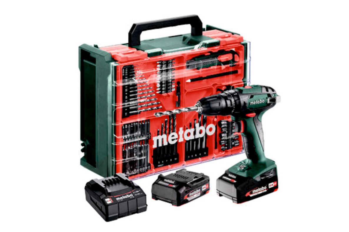 Metabo 602245710 SB 18 Set Akku-Bohrhammer 18V 2x2Ah im Kunststoffkoffer mit 78-teiligem Set