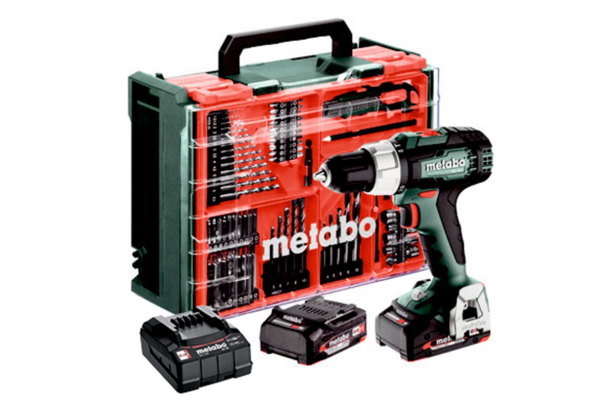 Metabo 614053710 SB 18 L Set Akku-Schlagbohrmaschine 18V 2x2Ah im Kunststoffkoffer mit 78-teiligem Set