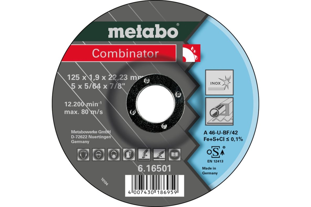 Metabo Zubehör 616501000 Kombinator (Trennscheibe/Scheibe in 1) Ø 125x1,9x22,23 Inox
