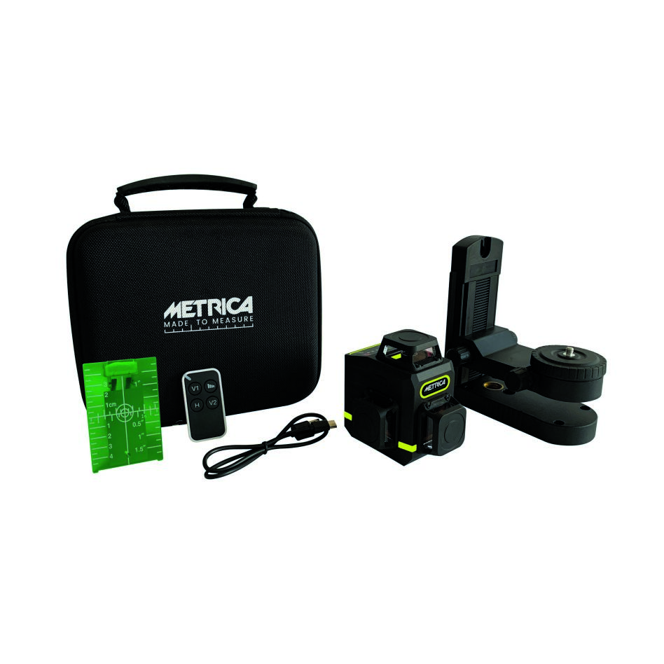 Metrica MT-60845 3D MINI GREEN Kreuzlinienlaser USB wiederaufladbar mit Fernbedienung