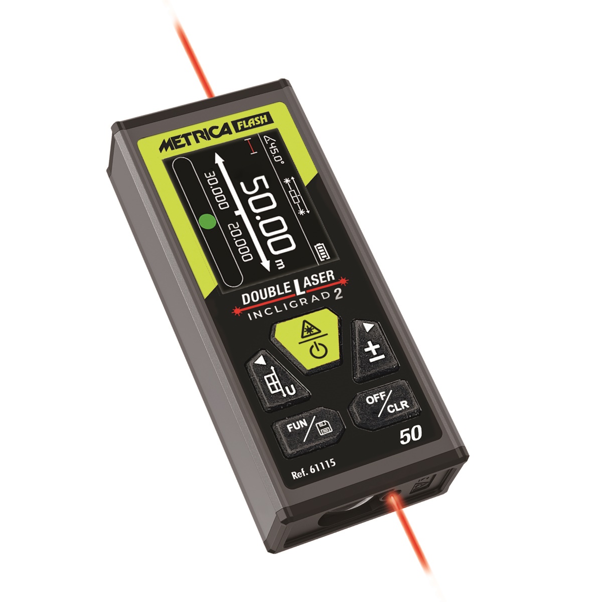 Metrica MT-61115 FLASH DOUBLE LASER INCLIGRAD Laser-Entfernungsmesser mit Doppellaser 50m