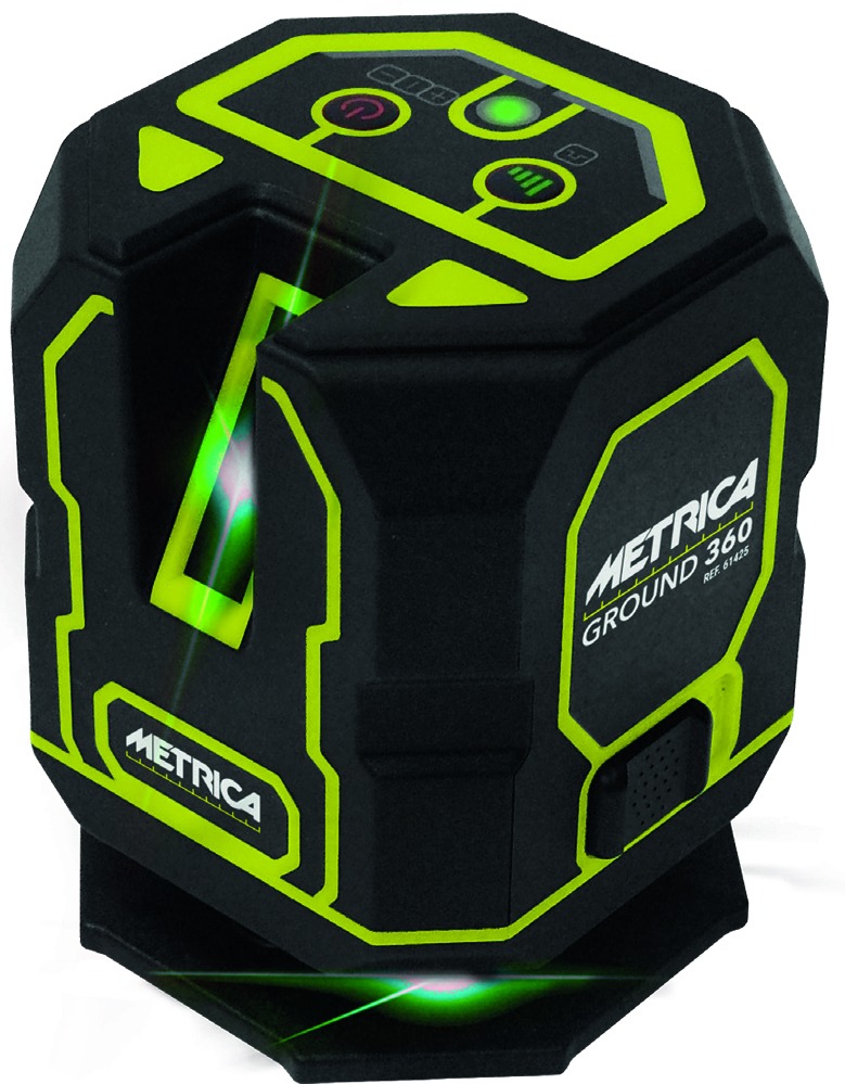 Metrica MT-61425 FLASH GROUND 360° GRÜNER Kreuzlinienlaser, geeignet für Böden. USB wiederaufladbar.