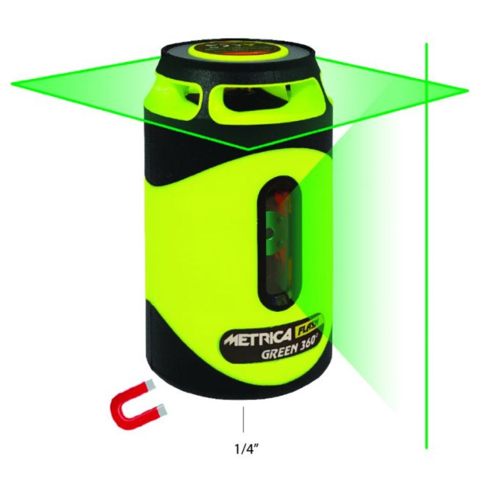 Metrica MT-61435 FLASH 360° GREEN Kreuzlinienlaser grün magnetische Basis und USB wiederaufladbar