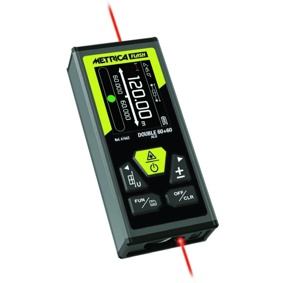 Metrica MT-61662 FLASH DOUBLE ALU 60 Laser-Entfernungsmesser mit Doppellaser 60m