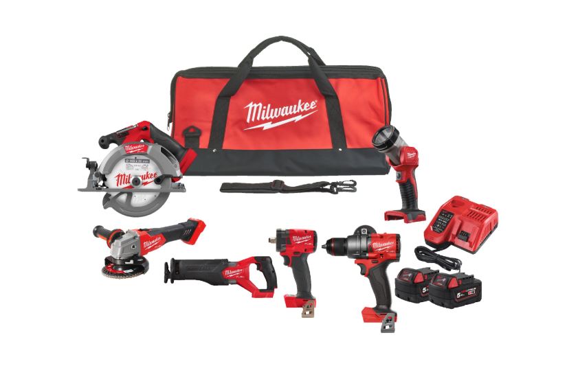 Milwaukee 4933498659 M18 FPP6H3-502B M18 FUEL™ Powerpack 6 Maschinen 18V 5.0Ah Li-Ion in Tasche 4933498659