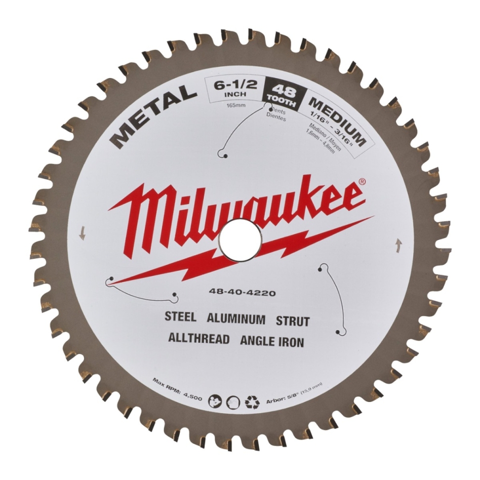 Milwaukee Zubehör 48404220 Sägeblatt für Metall 165 x 15.87 x 48T