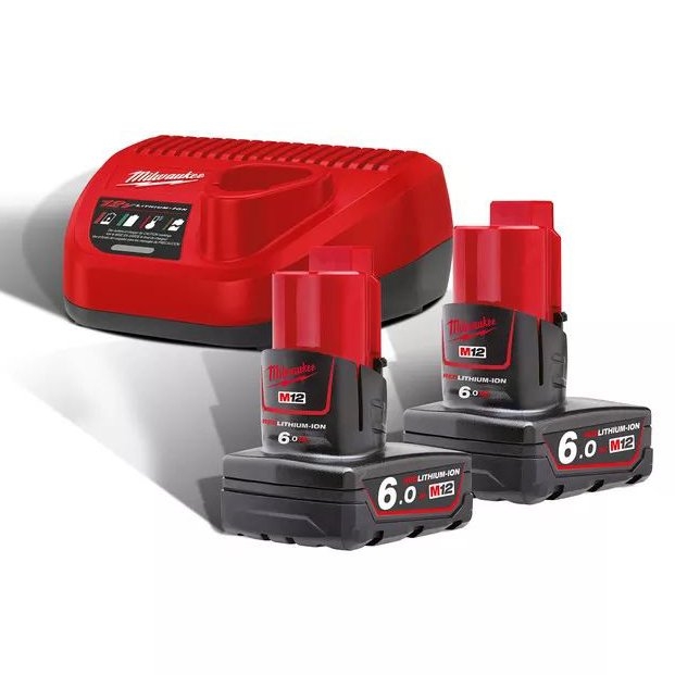Milwaukee Zubehör 4933451903 M12 NRG-602 M12™ NRG Pack - 2 x Akku 12V 6.0Ah + C12C Ladegerät 4933451903