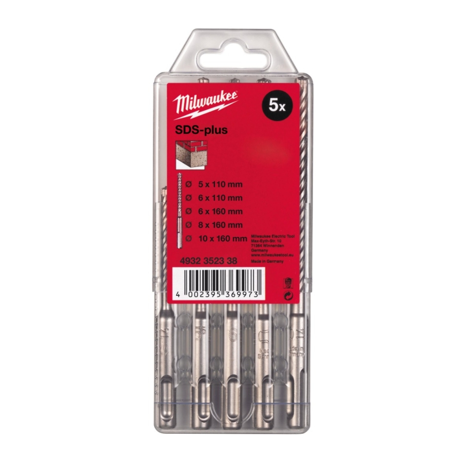 Milwaukee Zubehör 4932352338 SDS-PLUS M2 Hammerbohrerset (5-teilig)