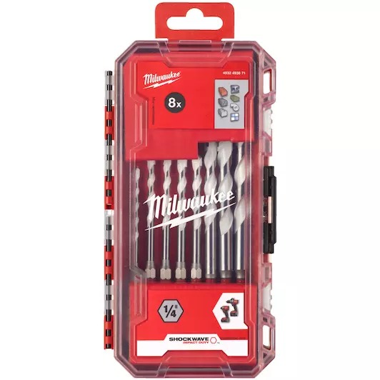 Milwaukee Zubehör 4932493871 Multi-Material-Bohrer-Satz SHOCKWAVE 8-teiliges Set