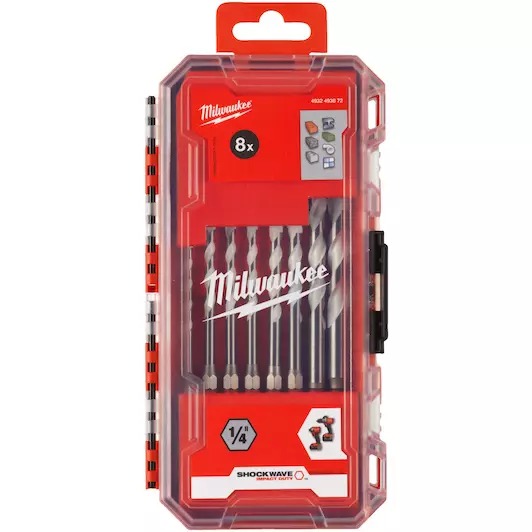 Milwaukee Zubehör 4932493872 Multi-Material-Bohrer-Set SHOCKWAVE 8-teiliges Set UK