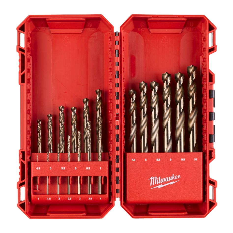 Milwaukee Zubehör 4932499764 RED COBALT PACKOUT Ready Box Metallbohrer-Set HSS-G 19-teilig