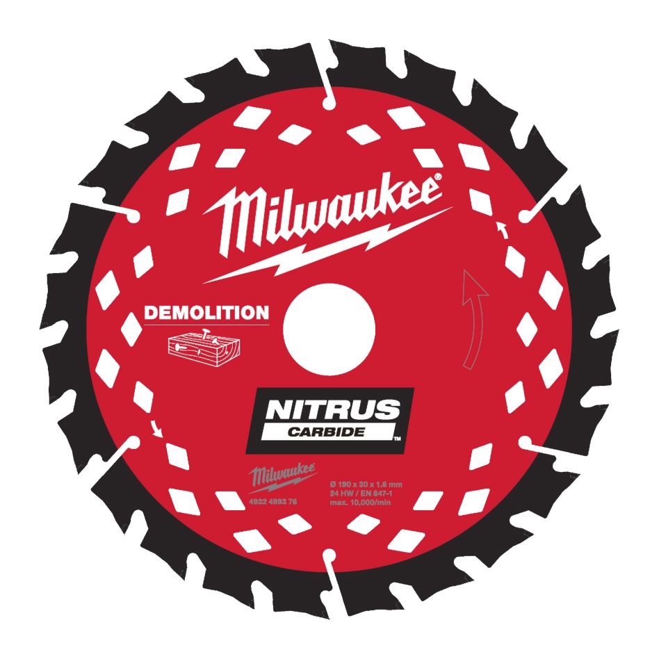 Milwaukee Zubehör 4932502172 Nitrus Kreissägeblatt 165 x 20 x 1,6 ATB 24