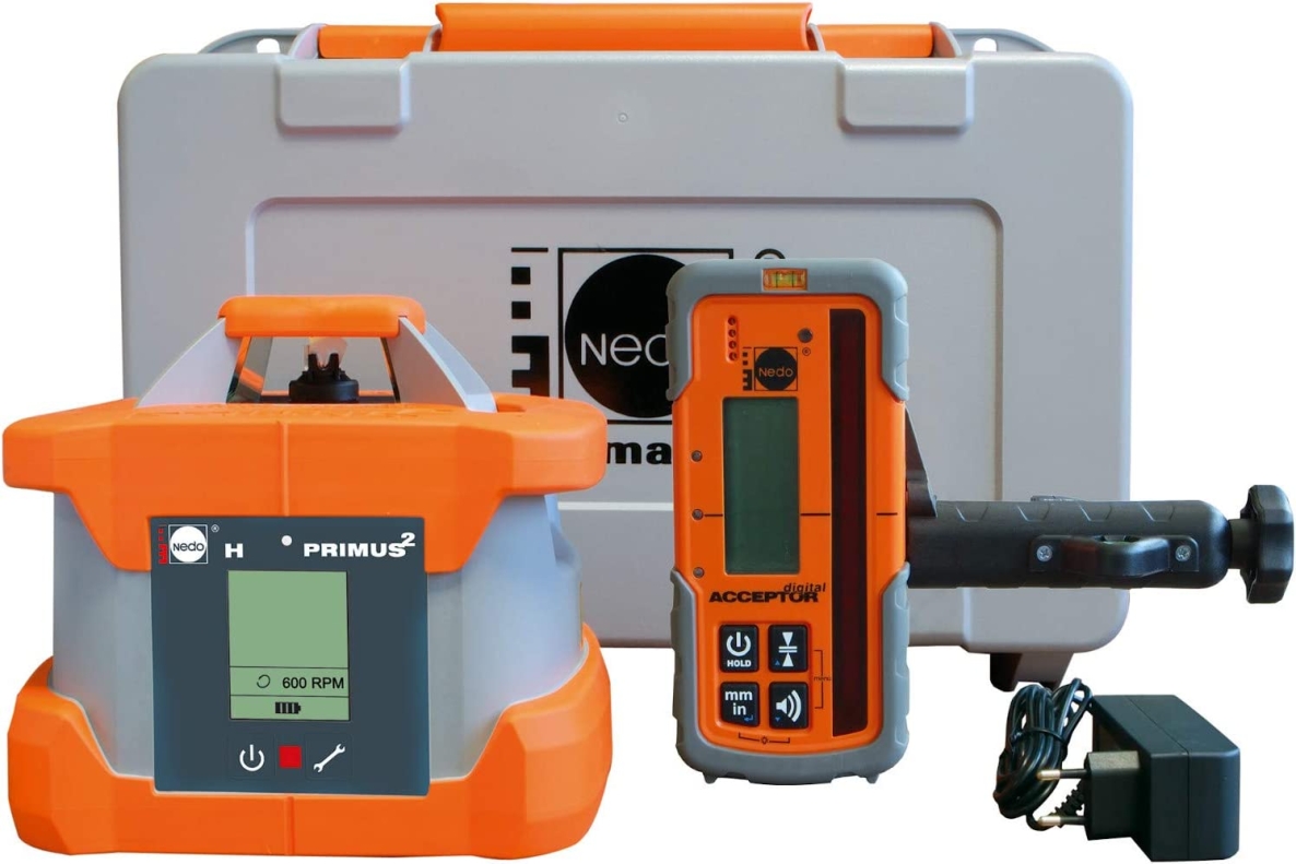 Nedo 472022 Rotationslaser PRIMUS 2H + ACCEPTOR digital Empfänger