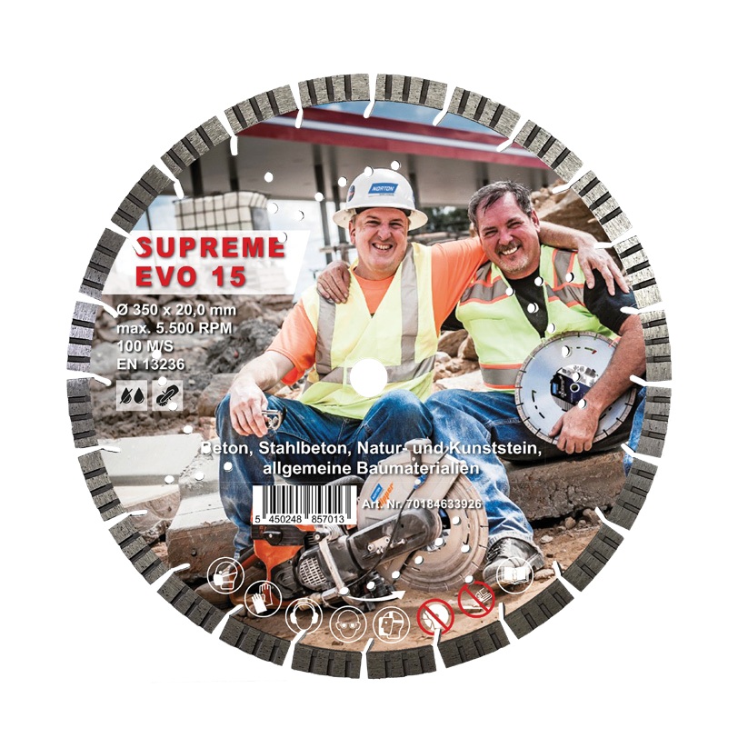Norton Clipper 70184633927 Supreme EVO15 Diamanttrennscheibe &Oslash; 350 x 25,4 mm 10 St&uuml;ck