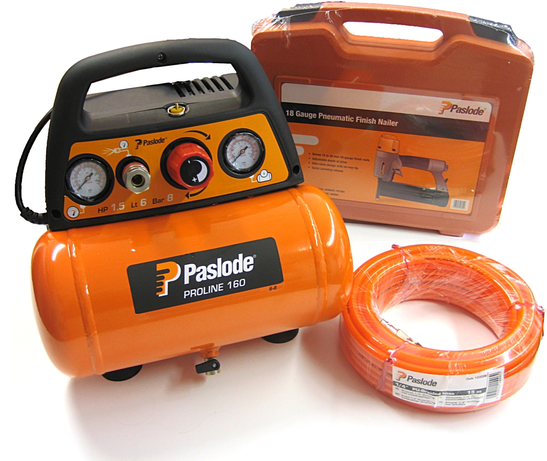 Paslode 142571 FN1850.2 Stiftnagler (16 - 50 mm) + Proline 160 Kompressor
