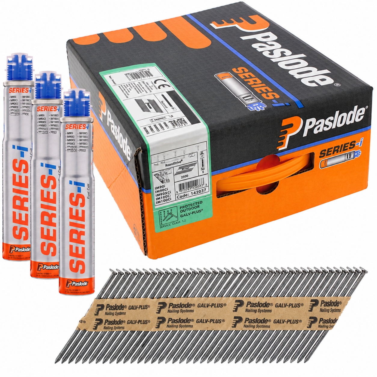 Paslode Befestigung 142005 Nagelstreifen 2,8 x 51, blank, RounDrive (inkl. Gaspatronen), 3750 Stück