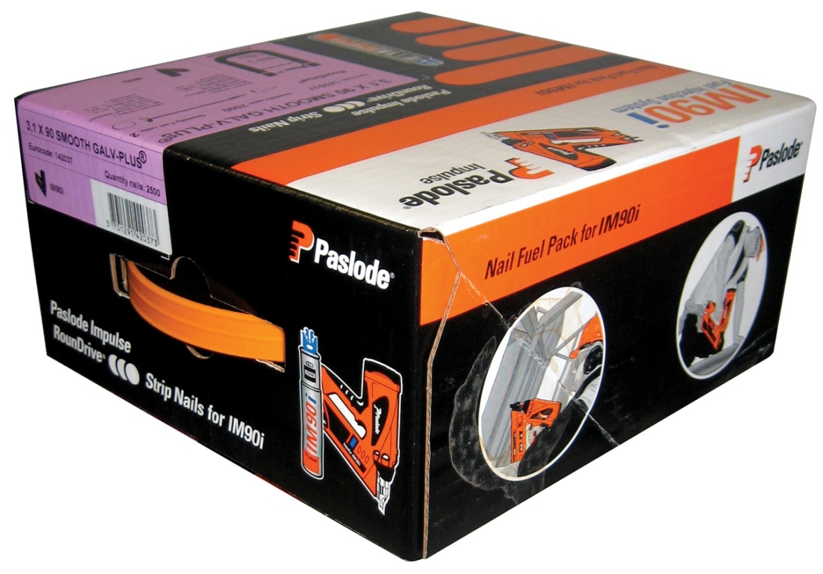 Paslode Befestigung 142007 Streifennägel 34° papiergebunden, Galv-Plus® 2,8 x 51 (inkl. Gaskartuschen) 3750 Stück