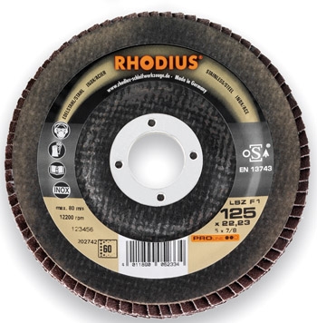 Rhodius 202726 LSZ F1 Lamellenschleifscheibe Stahl/Inox 125 x 22,23 mm K24