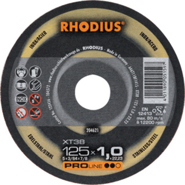 Rhodius 204621 XT38 Trennscheibe dünn Metall/Inox 125 x 1.0 x 22,23 mm
