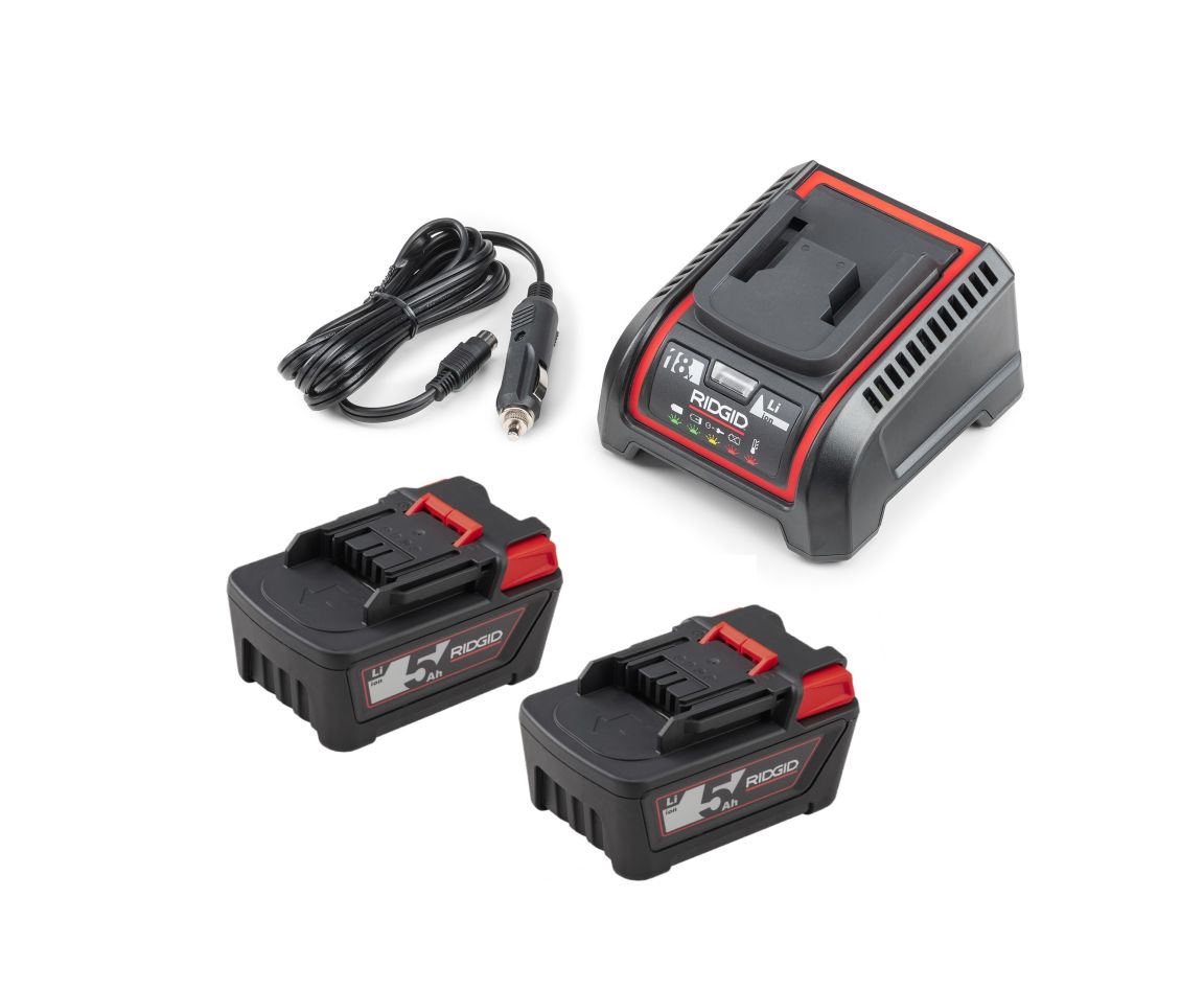 Ridgid Zubehör 45433 Akkusatz 2x 18V 2.5Ah Akkus und 230V Schnellladegerät