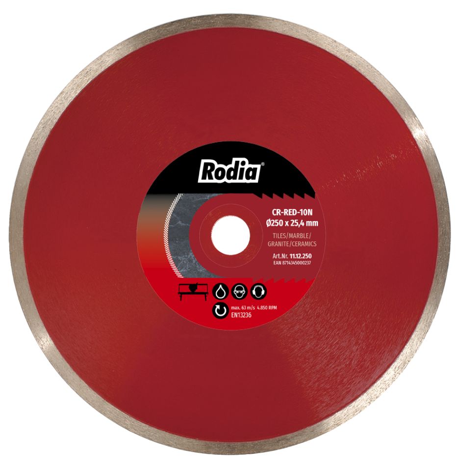 Rodia 11.12.250 CR-RED-10N Diamanttrennscheibe 250 x 25,4 mm Premium Tiles