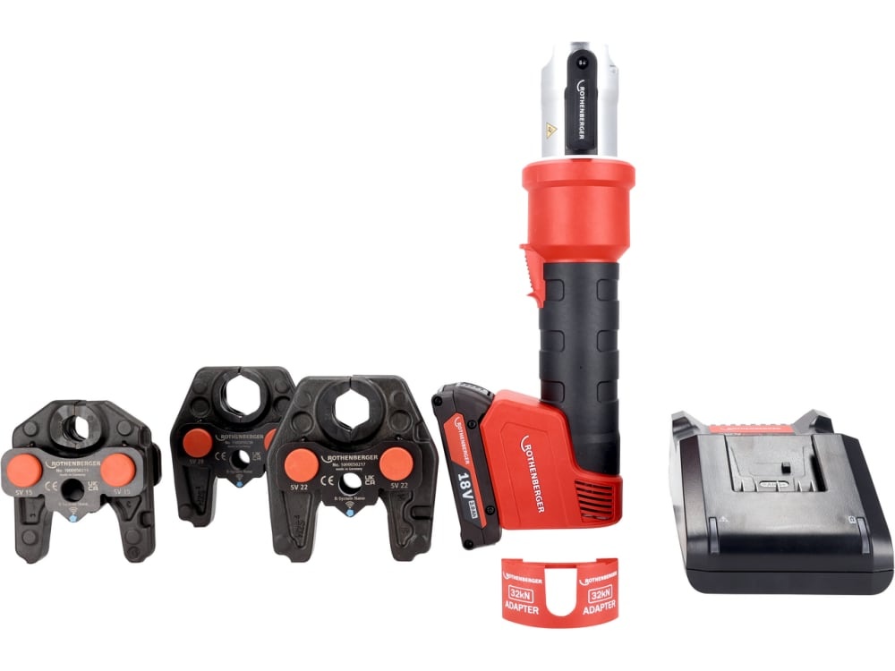 Rothenberger 1000005494 ROMAX NANO iJAWs Set: Hybrid-Akku-Pressmaschine 18 V, inkl. Pressbacken SV15-22-28, 1x 2,0 Ah und Ladeger&auml;t im Koffer