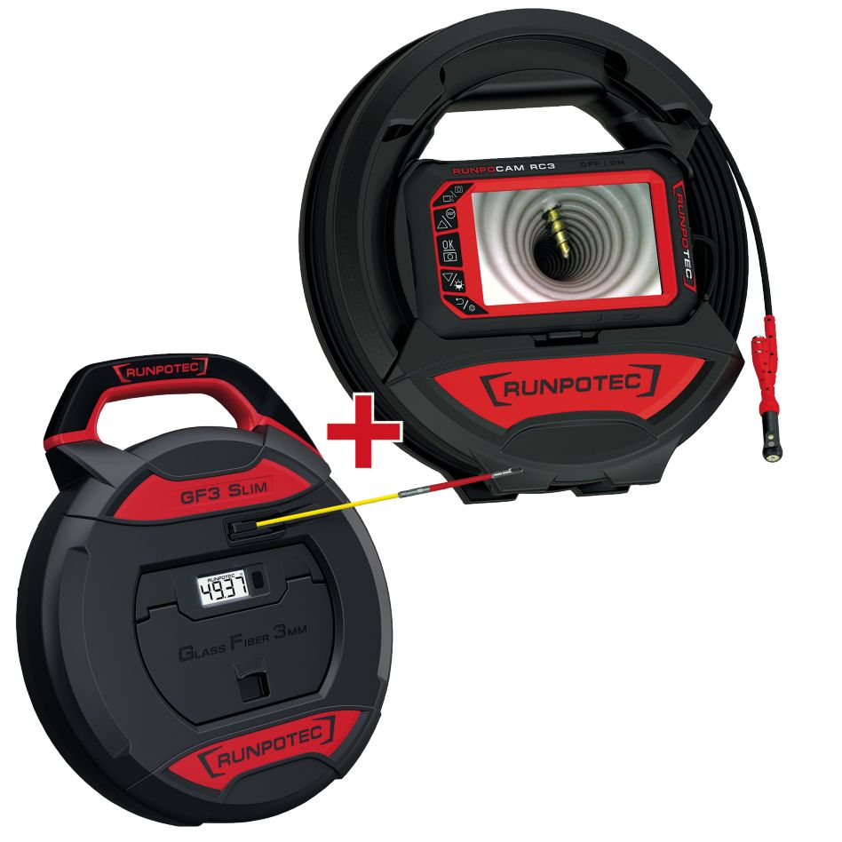 Runpotec 11150 Inspektionskamera RC3 15m + GF3 mit Längenmessgerät 30m